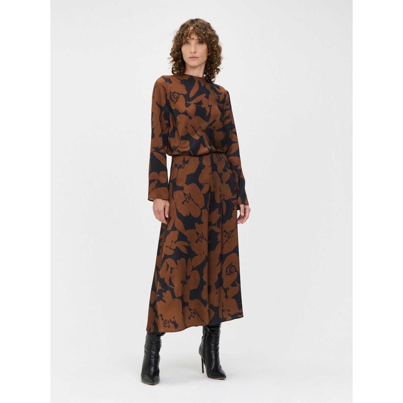 Veronika Maine Cocoa Gardenia Midi Skirt image number 2
